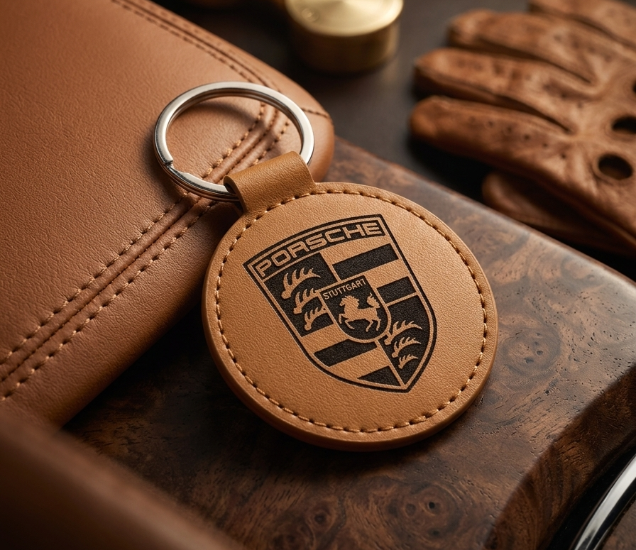 Laser-Engraved PU Leather Keychain