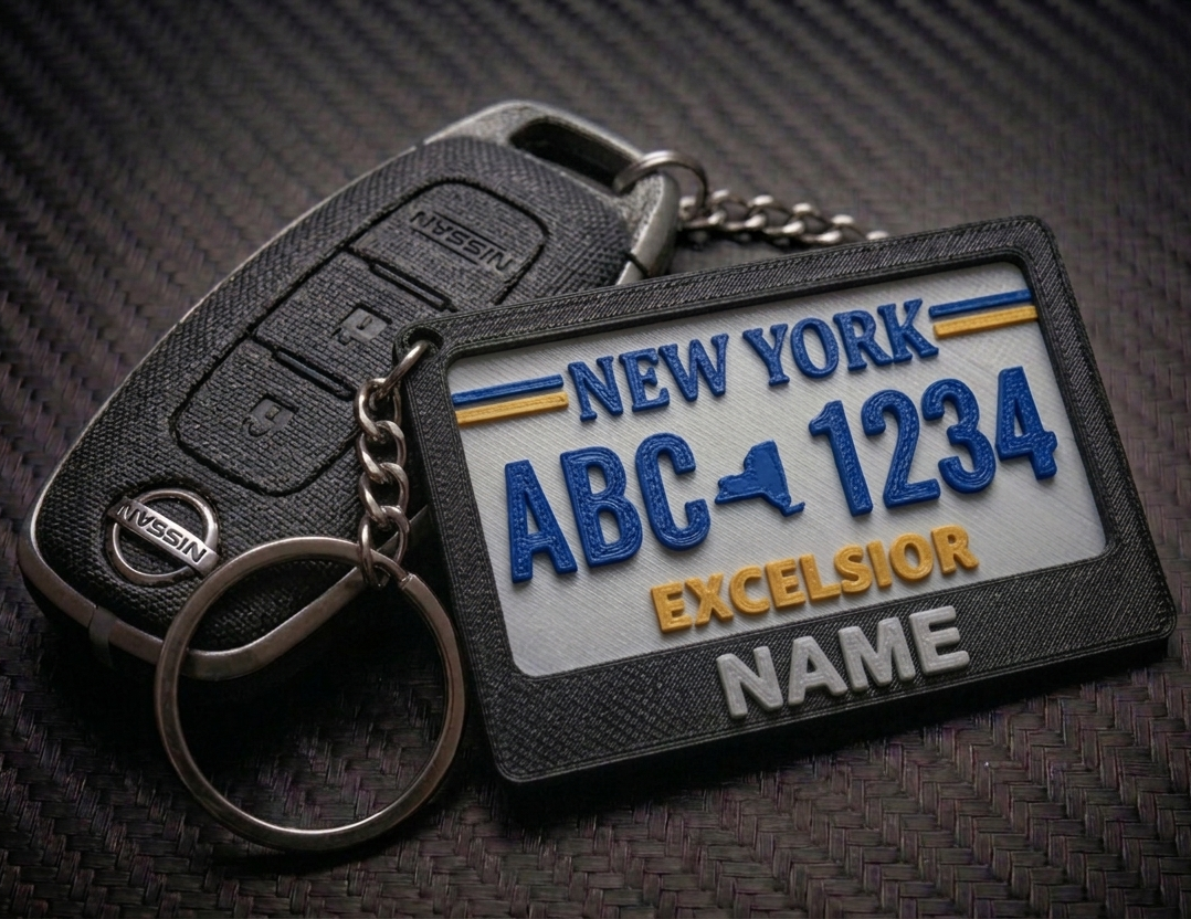 New York Personalized 3D Printed License Plate Keychain